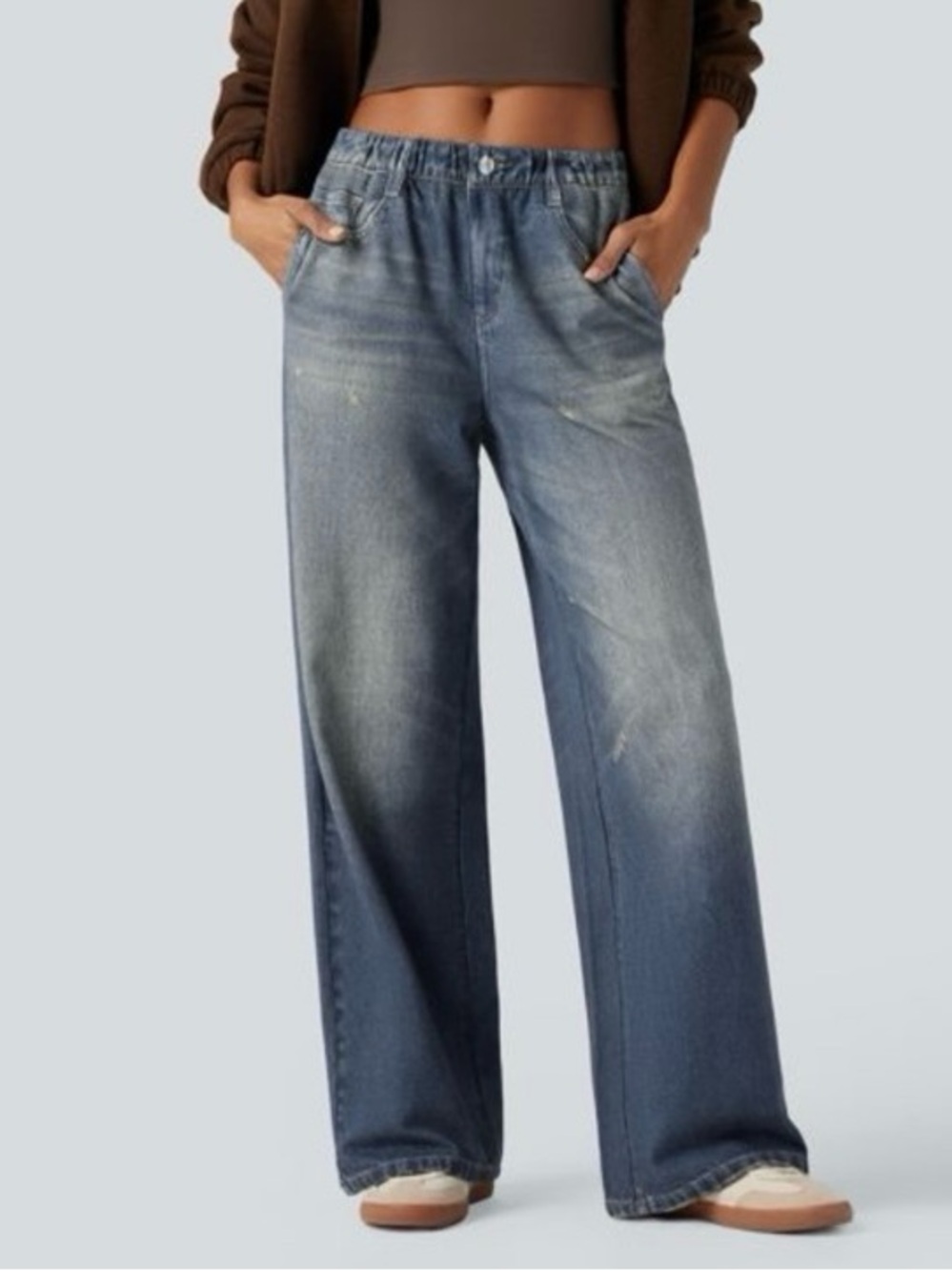 2 pair/Halara Mid Rise Denim weatpants Jeans with Pockets